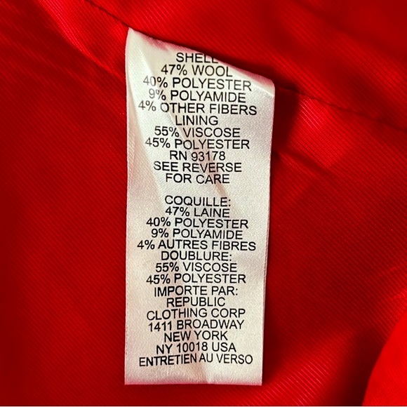 M 🔖 HOUSE OF HARLOW 1960 Wool Blend Long Peacoat Red - Picture 7 of 7